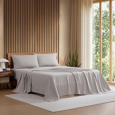Lacoste 100% Cotton Percale 3-Piece Sheet Set, Sleet, Twin