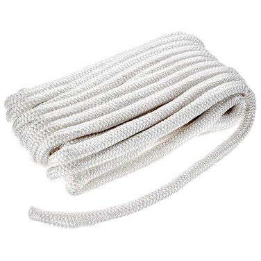 Seachoice Double-Braid Nylon Dock Line W/Eye Splice, Pre-Shrunk, Heat Stabilized, 3/4 in. X 50 Ft., White