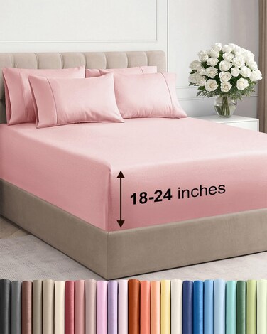 CGK Unlimited Cgk Extra Deep Full Sheet Set - 6PC Cooling Sheets - Baby Pink