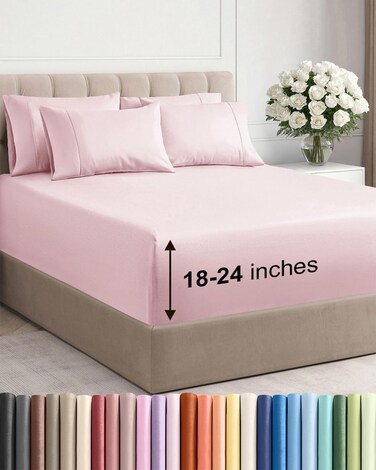 CGK Unlimited Cgk Extra Deep Full Sheet Set - 6PC Cooling Sheets - Lavender Pink