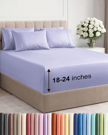 CGK Unlimited Cgk Extra Deep Queen Sheet Set - 6PC Cooling Sheets - Lavender