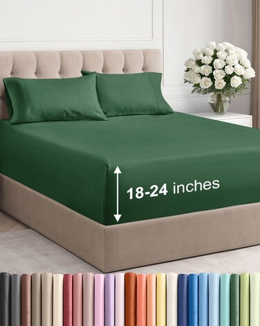 CGK Unlimited Cgk Extra Deep Twin Sheet Set - 4PC Cooling Sheets - Emerald Green