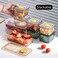 Lifenanny Divided Serving Dish with Lids & Handles, Clear Appetizer Tray Serving Platter with 5 Removable Stackable Snack Bowls for Fruit Candy Nuts Snacks Chips and Dips (Gold)