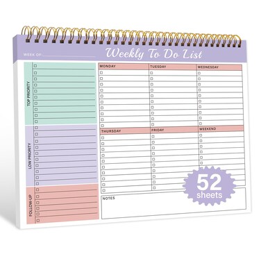 Trees Weekly to-Do List Notepad, 52-Week Desk Planner Organizer, 8.5" X 11