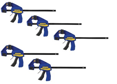 Irwin Quick-Grip One-Handed Bar Clamp, Medium-Duty, 12", 5 Pack, 1964718