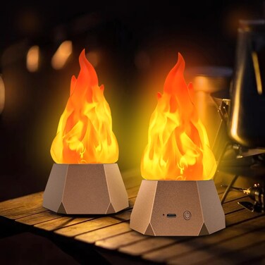 Ollcuz LED Flame Lights, Rechargeable Battery Flameless Candle 2 Pack
