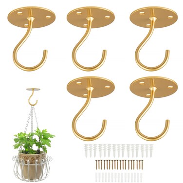 LangPu Gold Ceiling Hooks for Hanging Plants, Plant Hanger Indoor Hanging Hooks