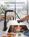 Forious Kitchen Faucets with Pull Out Sprayer, Stainless Steel, Matte Black