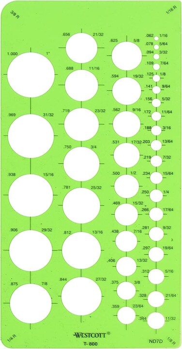 Westcott T-800 Small Circles Template, Plastic Geometric Shapes Template Tool for Drawing and Drafting
