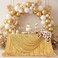 QueenDream Gold Sequin Tablecloth 50X80Inch Glitter Table Cloth Sequin Wedding Fabric