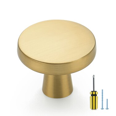 Ravinte Brushed Brass Solid Knobs Gold Kitchen Cabinet Pull,10 Pack, Round-5