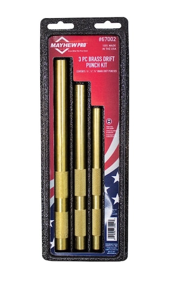 Mayhew Tools 67002 Brass Drift Punch, 5/8-16mm X 8", 1/2-13mm X 7" &amp; 3/8-10mm X 6