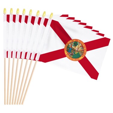 Geodurn 20 Pack Handheld Florida Flags, Small Fl Sunshine State Flags on Sticks