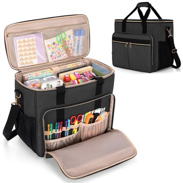 Luxja Large Craft Bag with Multiple Pockets, Black