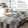 Jessy Home King Size Bedspread Set - Plaid Patchwork Stripe Modern Quilt Bedspread Bedding - Soft Lightweight Reversible Home Bedding - Black, White, Grey