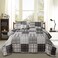 Jessy Home King Size Bedspread Set - Plaid Patchwork Stripe Modern Quilt Bedspread Bedding - Soft Lightweight Reversible Home Bedding - Black, White, Grey