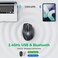 TechRise Bluetooth Mouse (BT5.0/3.0 &amp; 2.4G) Rechargeable Wireless Mouse, 4800 Dpi Optical Tracking, 6 Adjustable Dpi, 2.4GHz with USB a Receiver, Quiet Clicks, Ergonomic Grips, 6 Buttons - Grey