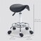 HOMCOM Rolling Saddle Stool, PU Leather Adjustable Stool with Wheels, Black