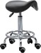 HOMCOM Rolling Saddle Stool, PU Leather Adjustable Stool with Wheels, Black