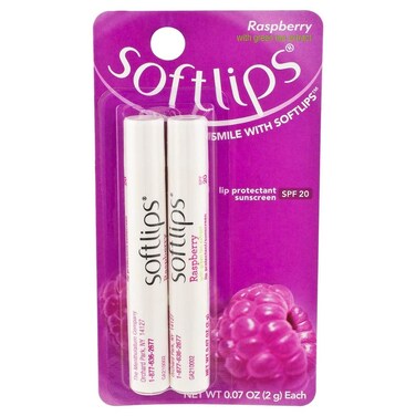 SoftLips Lip Balm with Spf 20 - Raspberry (Pack of 2)