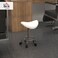 Homcom Rolling Saddle Stool, Pu Leather Adjustable Stool with Wheels, White