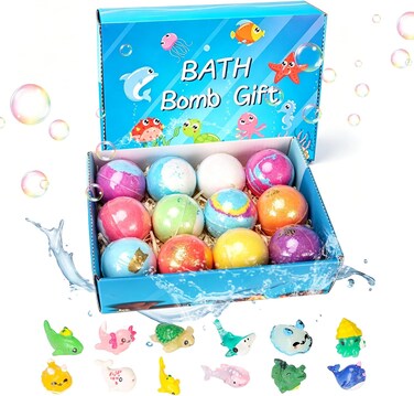 Panmall 12PCS Natural Bath Bombs with Mega Bubbles & Surprise Inside Animal Bulk Easter Basket Stuffers Organic All Natural Bath Bombs Gift Set Skin-Friendly Bathing Bath Fun Magic Bath Bombs