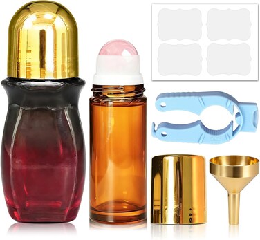 Orvexila 2 Pack Rose Quartz Essential Oils Roller Bottles, Empty Leakproof