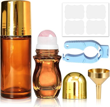 Orvexila 2 Pack Rose Quartz Essential Oils Roller Bottles, Empty Leakproof