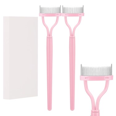 Btyms 2 Pcs Eyelash Separator Tool Mascara Brushes Eyelash Comb Separator Definer Lash Comb for Combing, Separating Lashes - Light Pink
