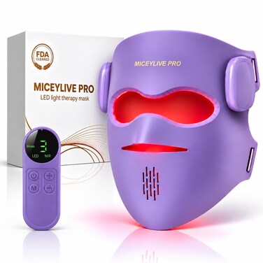 Miceylive pro 4D Wireless Red Light Therapy Mask, Fda-Cleared Blue Light Mask for Acne