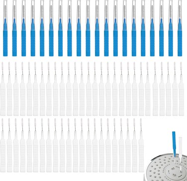 Lasuroa 70PCS Shower Head Cleaner Tool Kit, 2 Designs Bathroom Small Hole Shower Head Cleaning Brushes & Multi-Size Picks for Tiny Nozzle Gaps Deep Clean Unclogging Brush Set