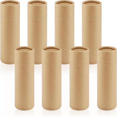 Mirrline 8 Pcs 60G/2oz Paperboard Lip Balm Tubes Refillable Cardboard Tubes Solid Empty Chapstick Container for Cosmetic Samples Deodorant - Brown