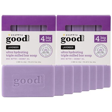 Alaffia Good Soap Bar Value Pack, Lavender, 8 Bars + Trial-Size Bar