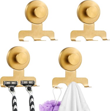 Doodlream 4PCS Suction Cup Razor Holder for Shower Wall, Bathroom Hooks