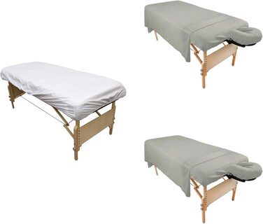 Body Linen Massage Table Protective Cover (1) and Microfiber Sheet Sets Mirage Gray (2)