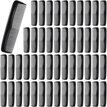 Didaey 50 Pcs Pocket Combs for Men 5'' Wide Fine Teeth Professional, Black
