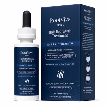 RootVive Extra Strength 5% Minoxidil for Men, Minoxidil Topical Solution