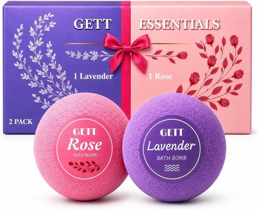 Gett Lavender & Rose Bath Bombs 2 Pack (2 X 60G), Natural Bath Bombs