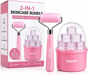Ice Roller &amp; Face Ice Mold Set, 2-IN-1 Facial Cooling Massage Tools