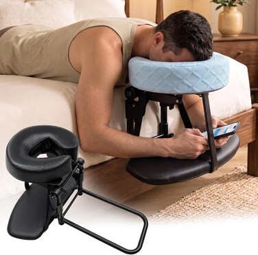 Mqupin Massage Headrest for Bed, Adjustable Bed Face Cradle Holder with Armrest