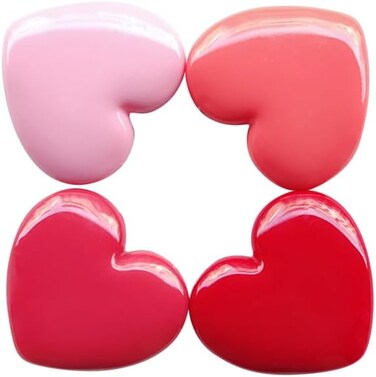 Minkissy 4-Pack Heart Shape Empty Lipstick Cases Plastic with Mirror
