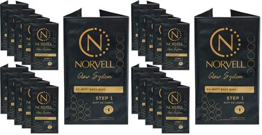Norvell Pre Sunless Tan Body Buff Exmitt - Pack of 20 Disposable/Single-Use Exfoliating Mitt for Use Before Self Tanner