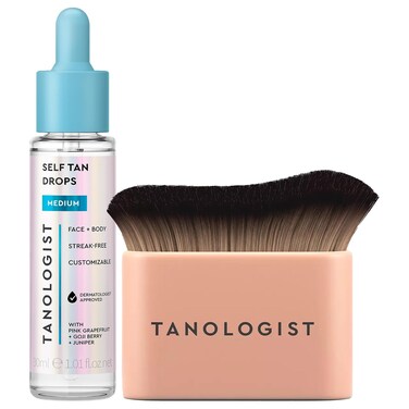 Tanologist Medium Bronzing Drops + Kabuki Brush, Sunless Self-Tan Set