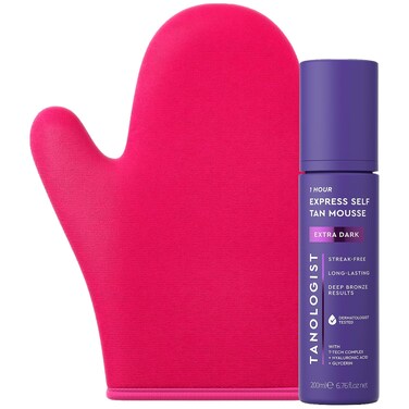 Tanologist Sunless Self-Tan Set - Extra Dark 1- Hour Express Tanning Mousse + Double-Sided, Reusable Self-Tanning Mitt for Streak-Free Application