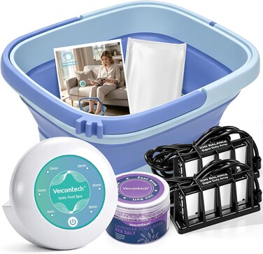 Veicomtech Ionic Foot Bath Detox Machine, Foot Detox Machine for Home & Salon, Ionic Foot Spa with Sea Salt, Portable Detox Foot Bath with Array & Foldable Tub Liners