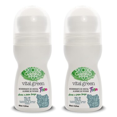 Vital Green Kids Roll-on Deodorant, Potassium Alum, Grapefruit & Oat, 2PK