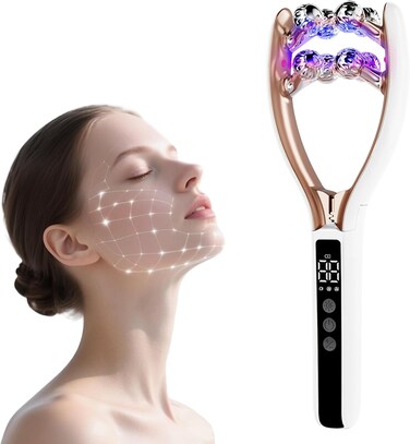 Szmdlx Wireless Face Massager Tool, 8-Roller 3D Face Roller for Women