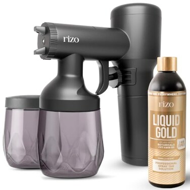 Rizo Spray Tan Machine with Liquid Gold Solution 8% Dha and Extra Cup