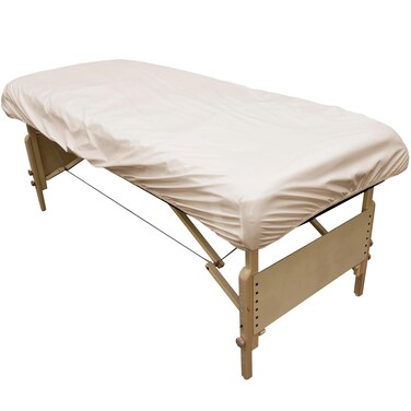Body Linen 10 Pack Protective Massage Table Cover -Reusable Barrier with Wipe Clean Surface. Waterproof Pul Material, Machine Washable. Protects Table Surface, Warmer and Pad -Natural