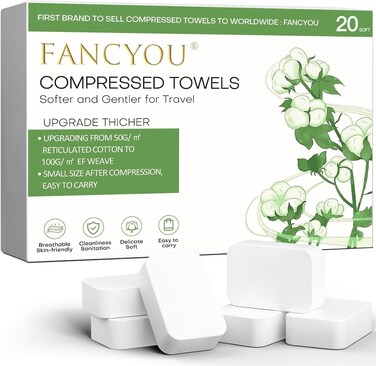 Fancyou Compressed Towels Tablets Disposable Washcloths 20 Count